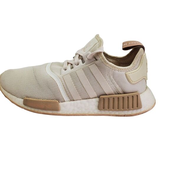 Adidas NMD R1 Boost Athletic Shoes Womens 8 Chaulk White Beige Lace Up Casual - Picture 3 of 10